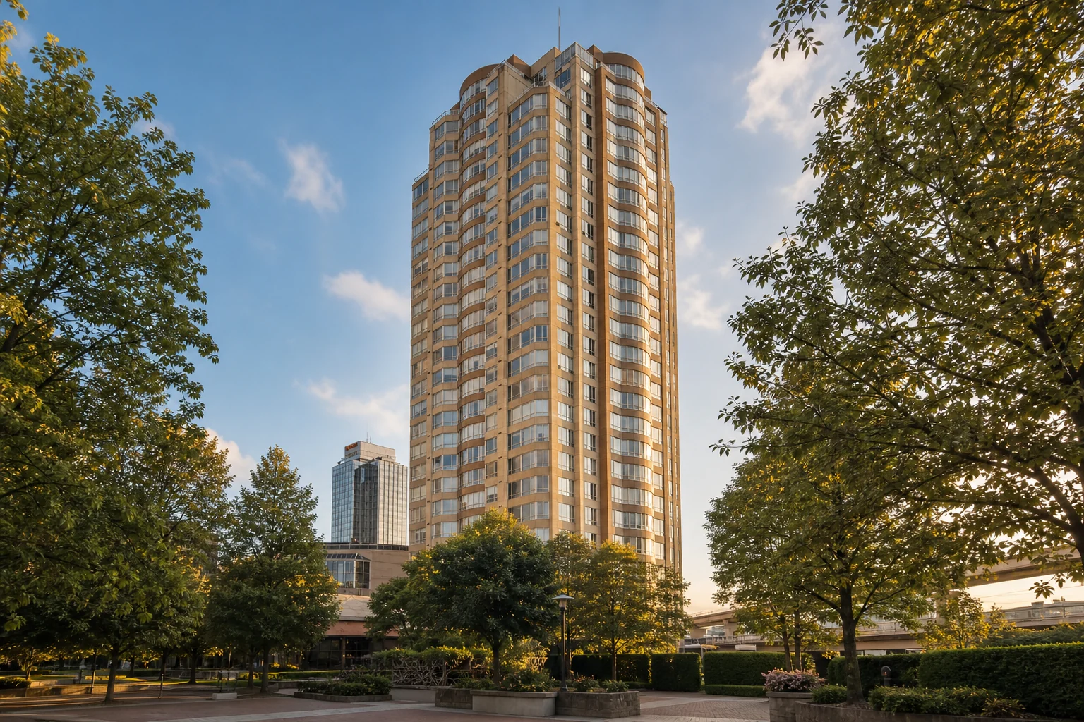 Grand Corniche I at 6240 McKay Avenue in warm evening light