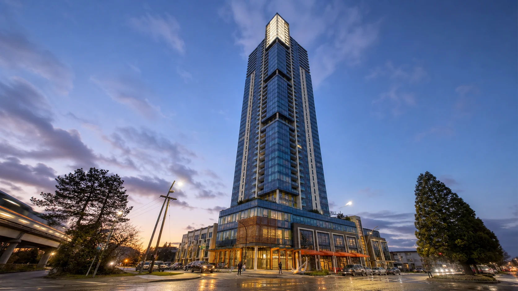 architectural blue-hour promotional rendering of Metroplace at 6461 Telford Avenue