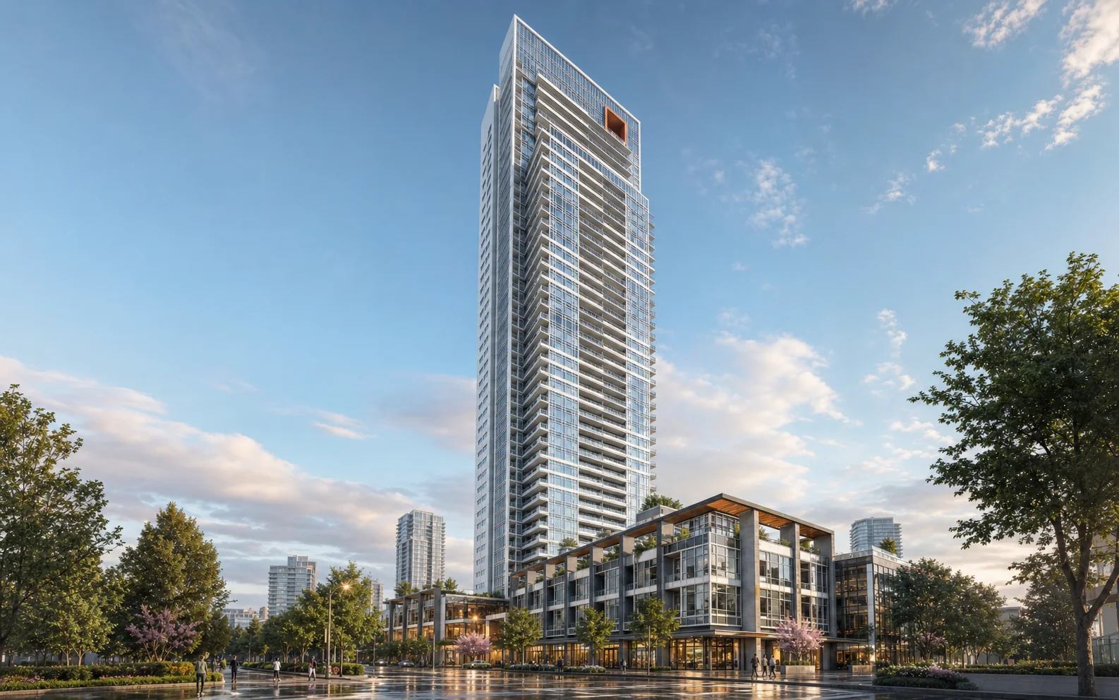architectural promotional rendering of Station Square Tower 4 at 6080 McKay Avenue