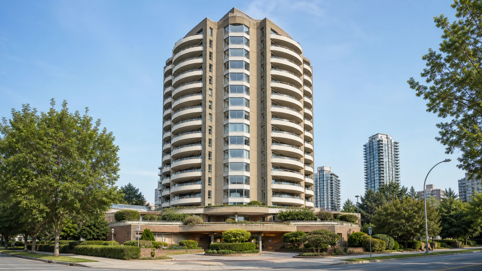 original architectural daylight rendering of The Balmoral tower at 4830 Bennett Street