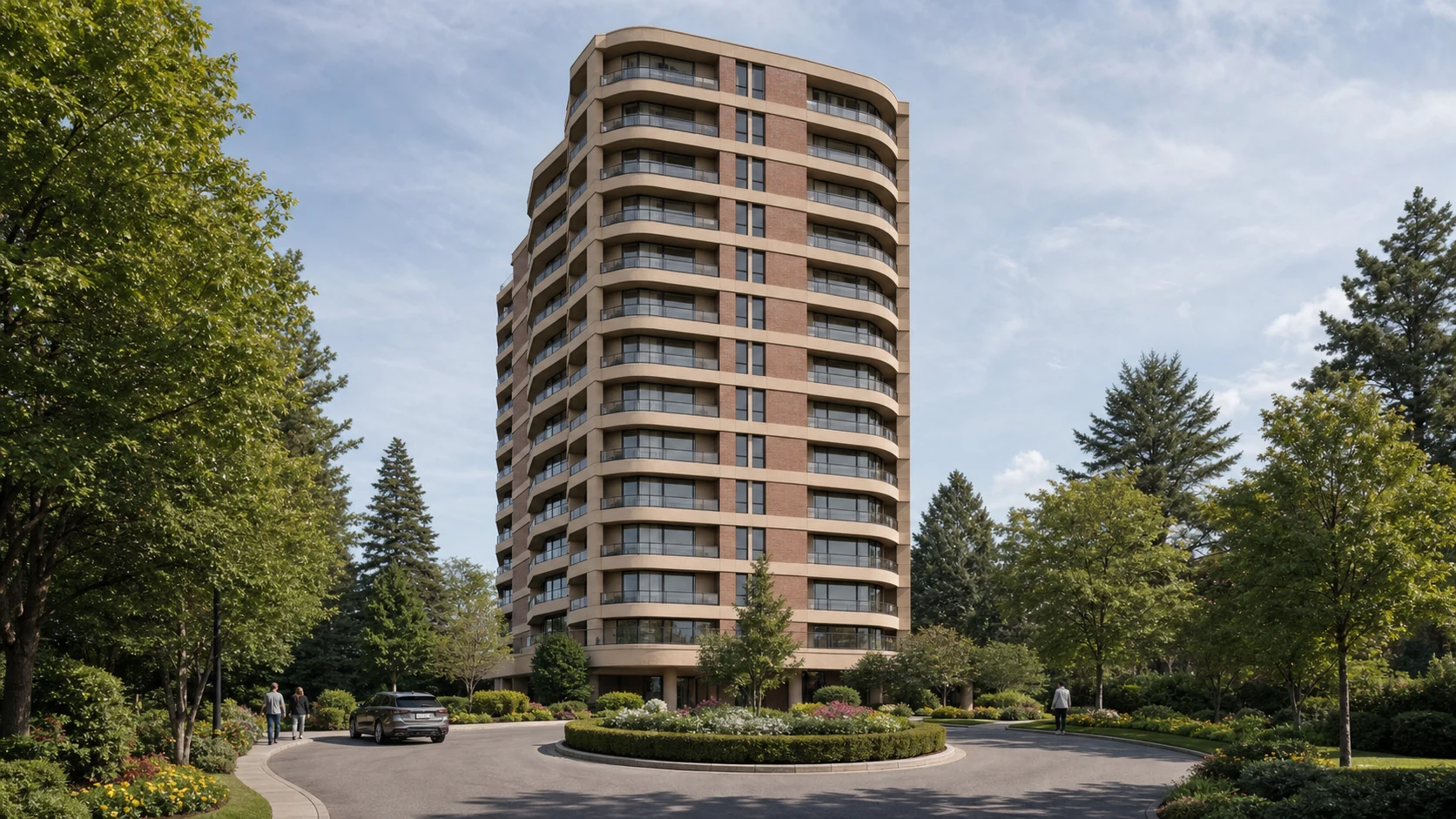 original architectural daylight rendering of The Embassy tower at 6152 Kathleen Avenue