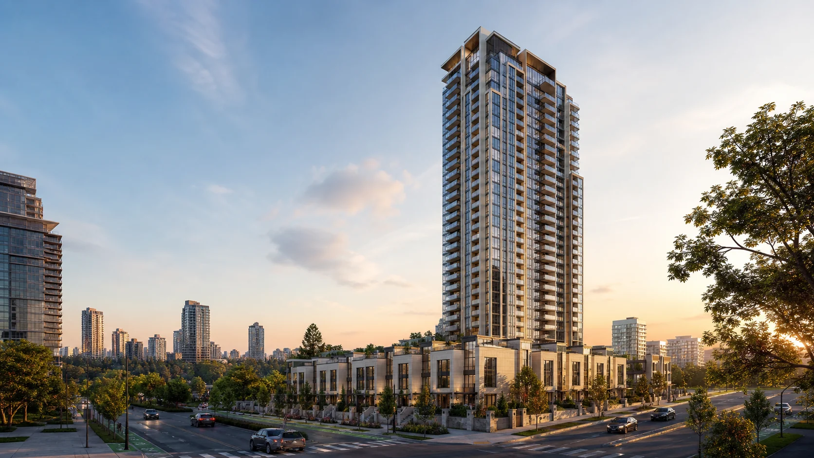 Original architectural conceptual interpretation of Westland's proposed Willingdon tower and townhomes
